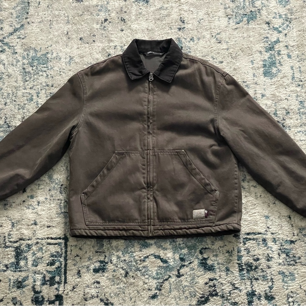 Canvas workwear jacket cropped fit